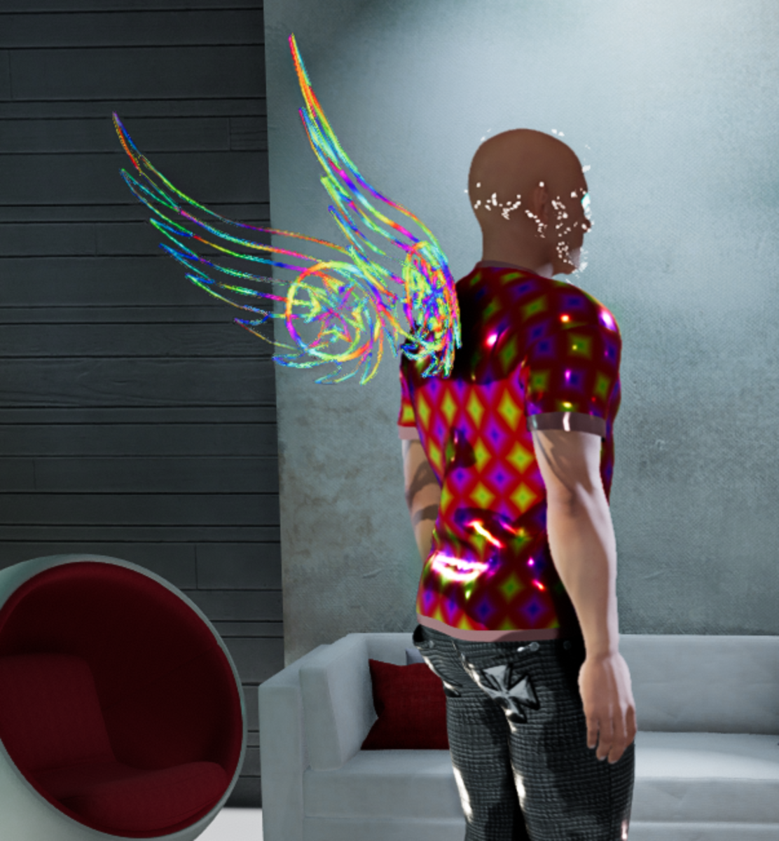 Male Firery-Glow Animated Wings