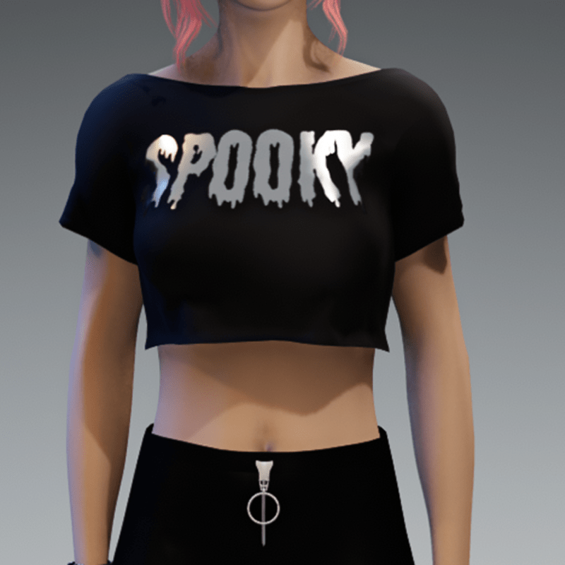 Spooky Crop Top Metalic Shiny Silver