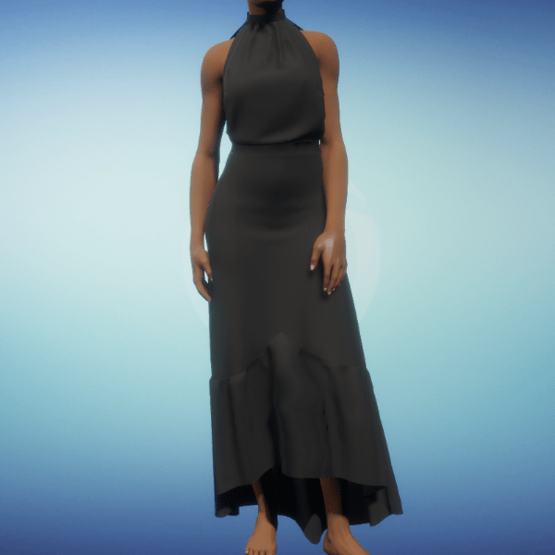 Halter Blouse Dress - Black