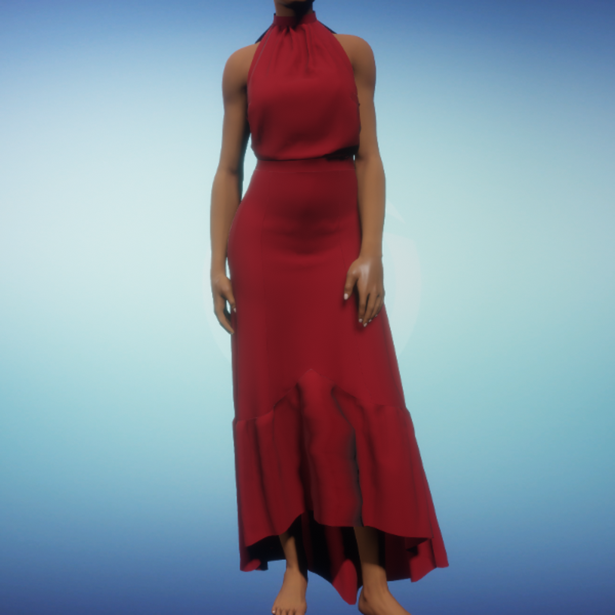 Halter Blouse Dress - Red