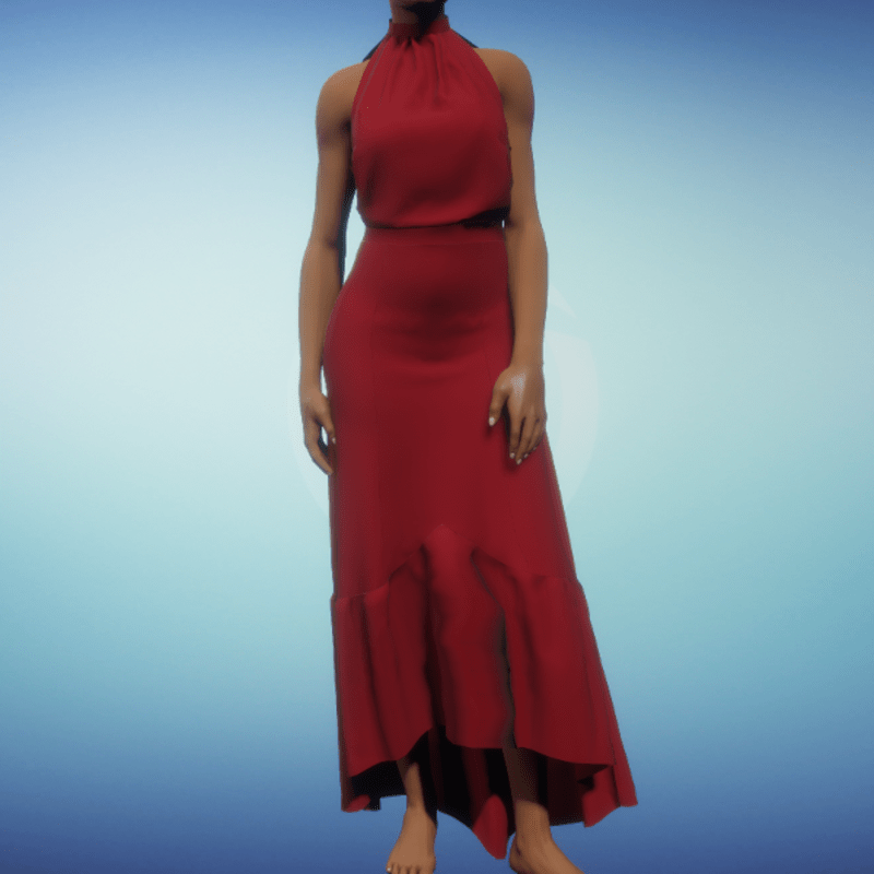 Halter Blouse Dress - Red