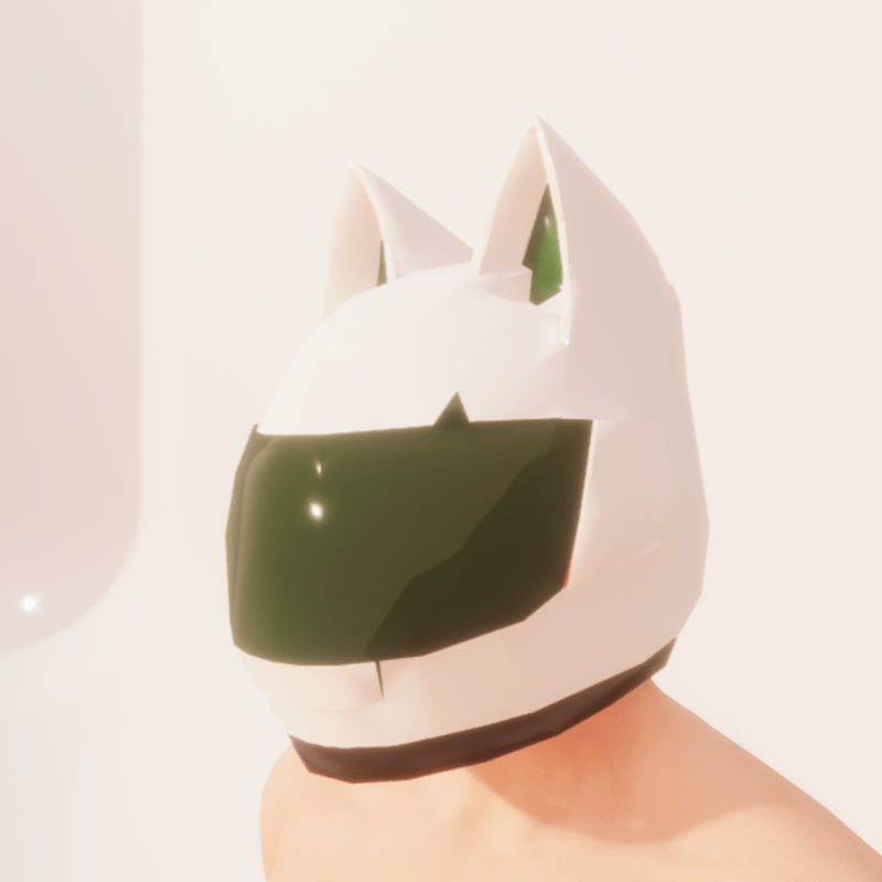 (M) Cat Helmet White and Green