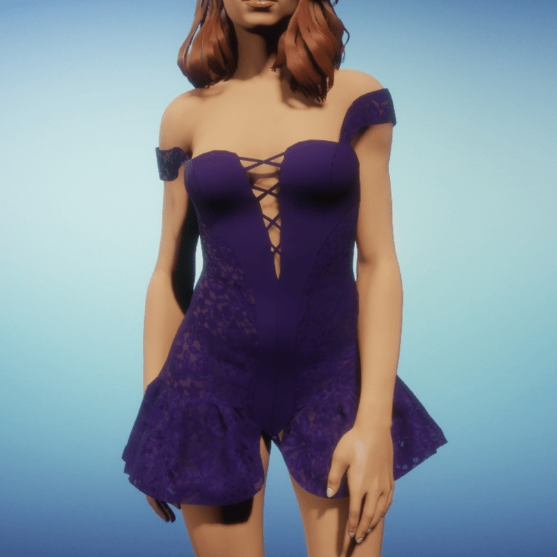 Leather and Lace Corset Dress- Purple