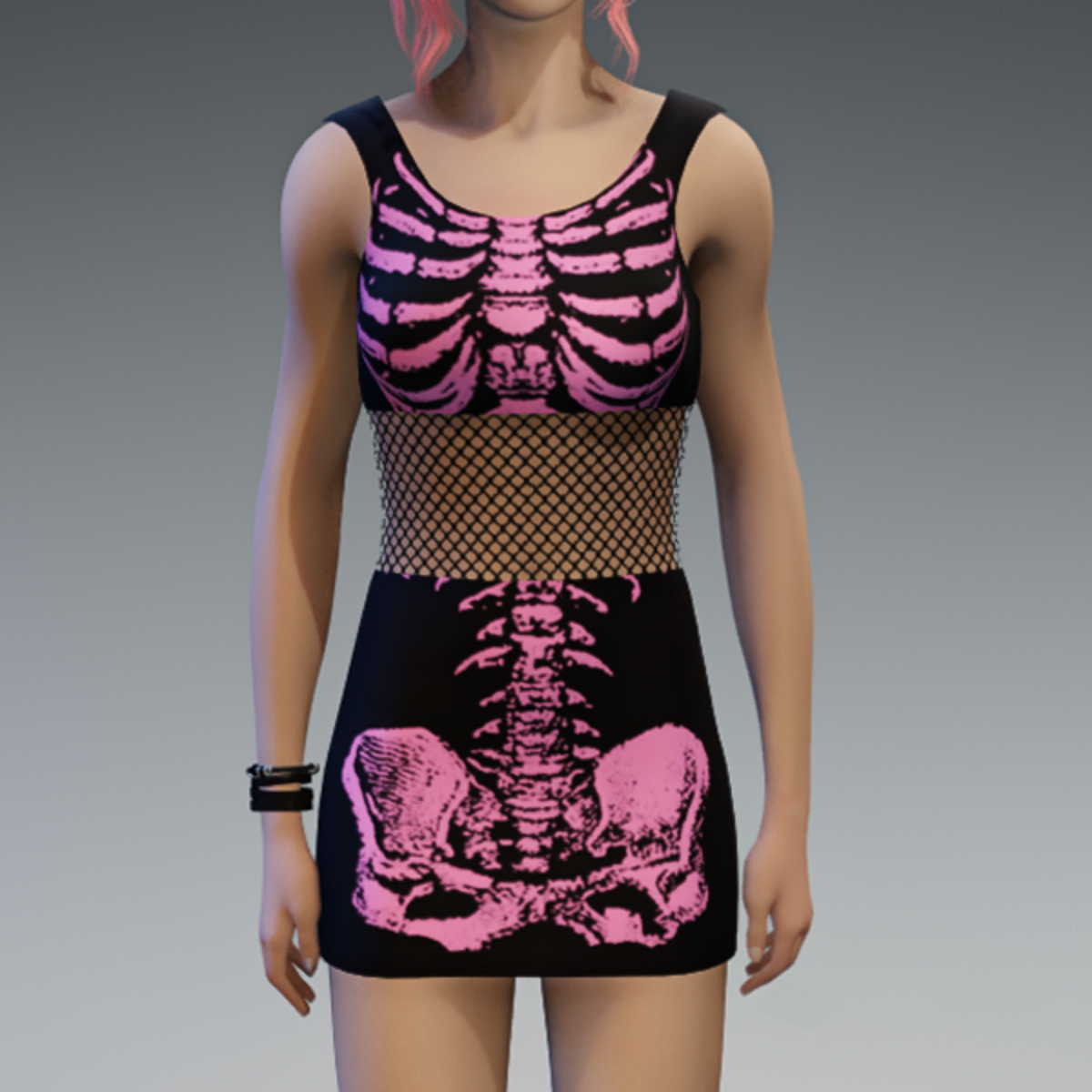 Skeleton Minidress Black and Pink