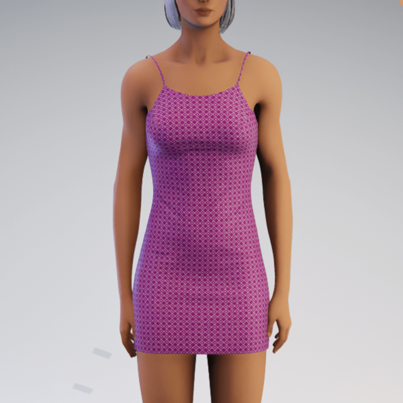 Spaghetti Minidress - Fushia Geo