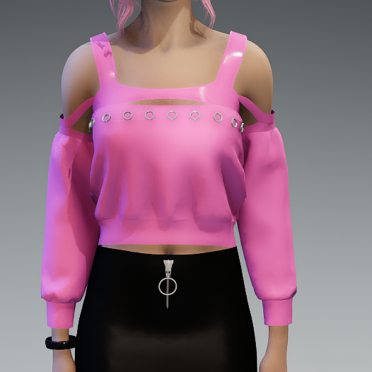 Pink Outer Spacey Pullover with eyelets