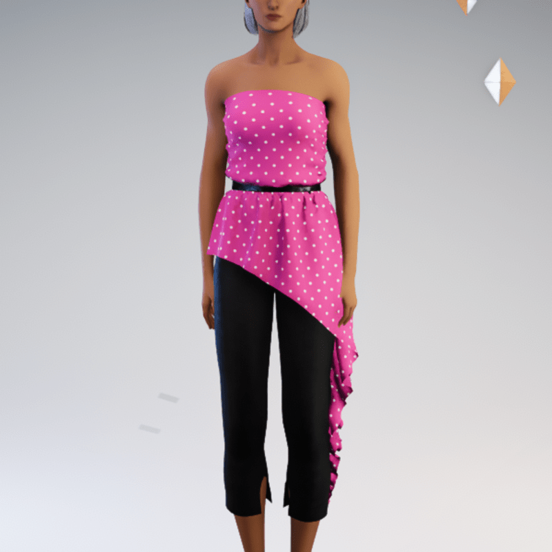 Peplum Pantsuit - Fushia Polkadot