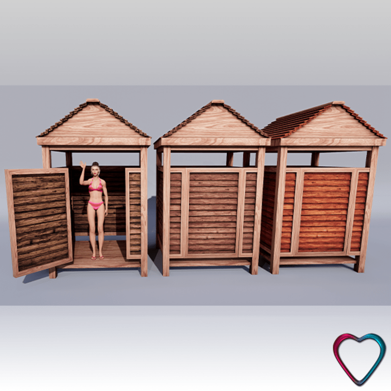 Beach Changing Room - Rustic Boardwalk