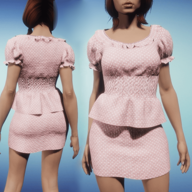 Polka Dot Skirt and Top - Pink