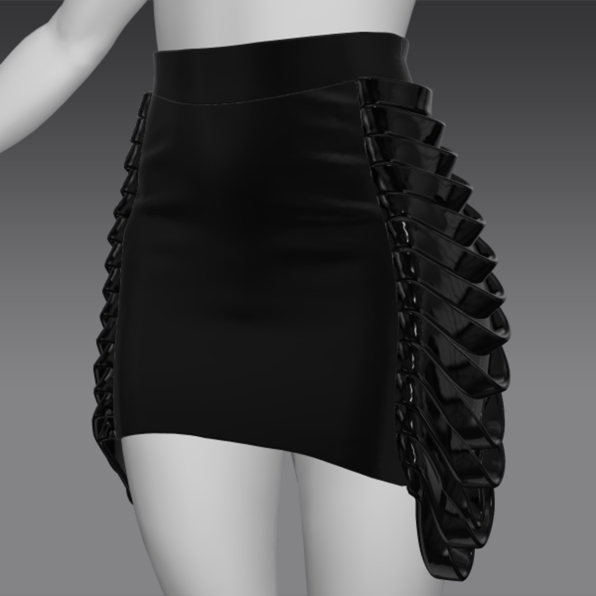 Fabric skirt with latex belts