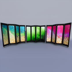 Bundle of 3 Folding Screen Divider - Blue Green Pink