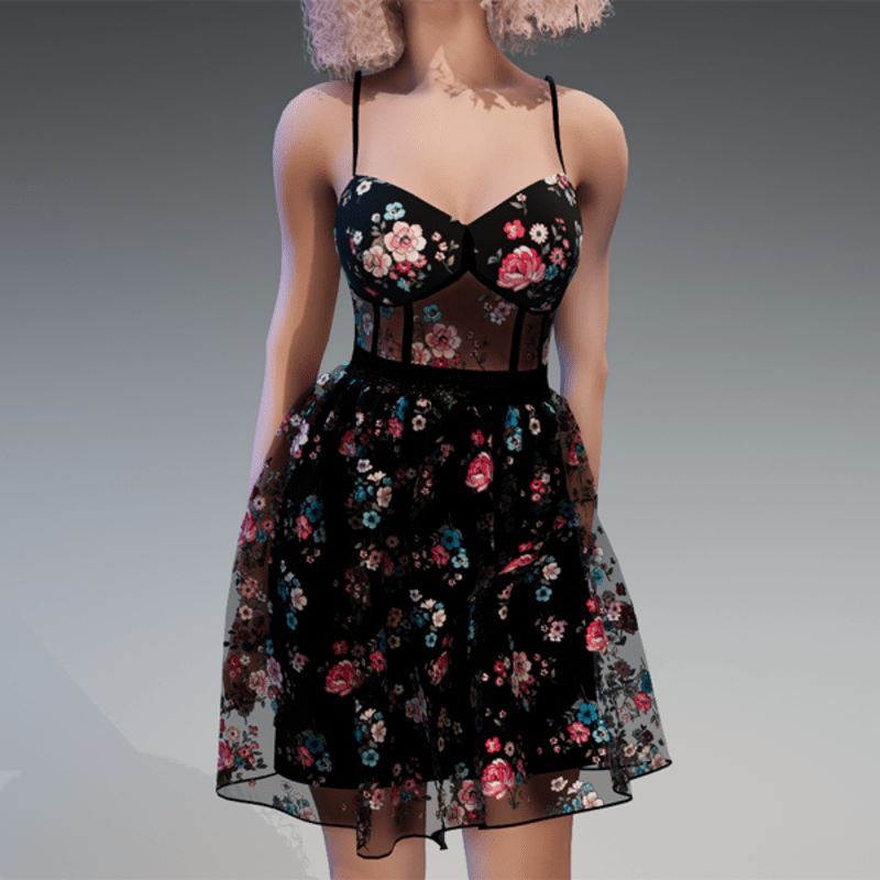 Summer Dress with Flowers V1