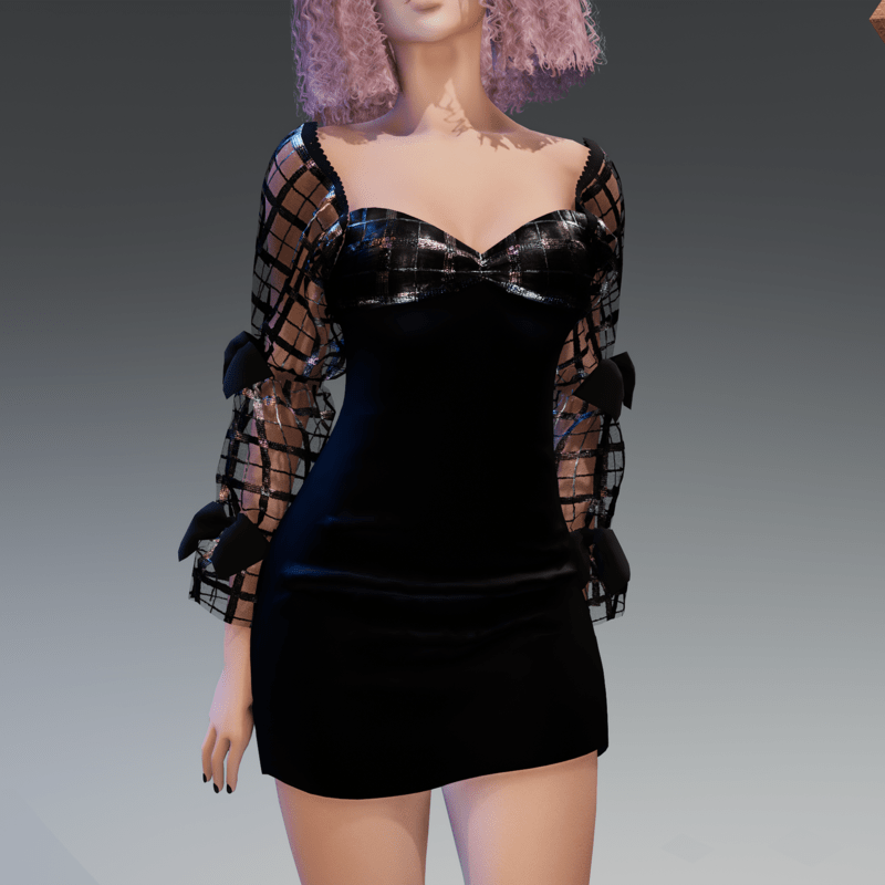 K-Dress with Bows Metallic Checked