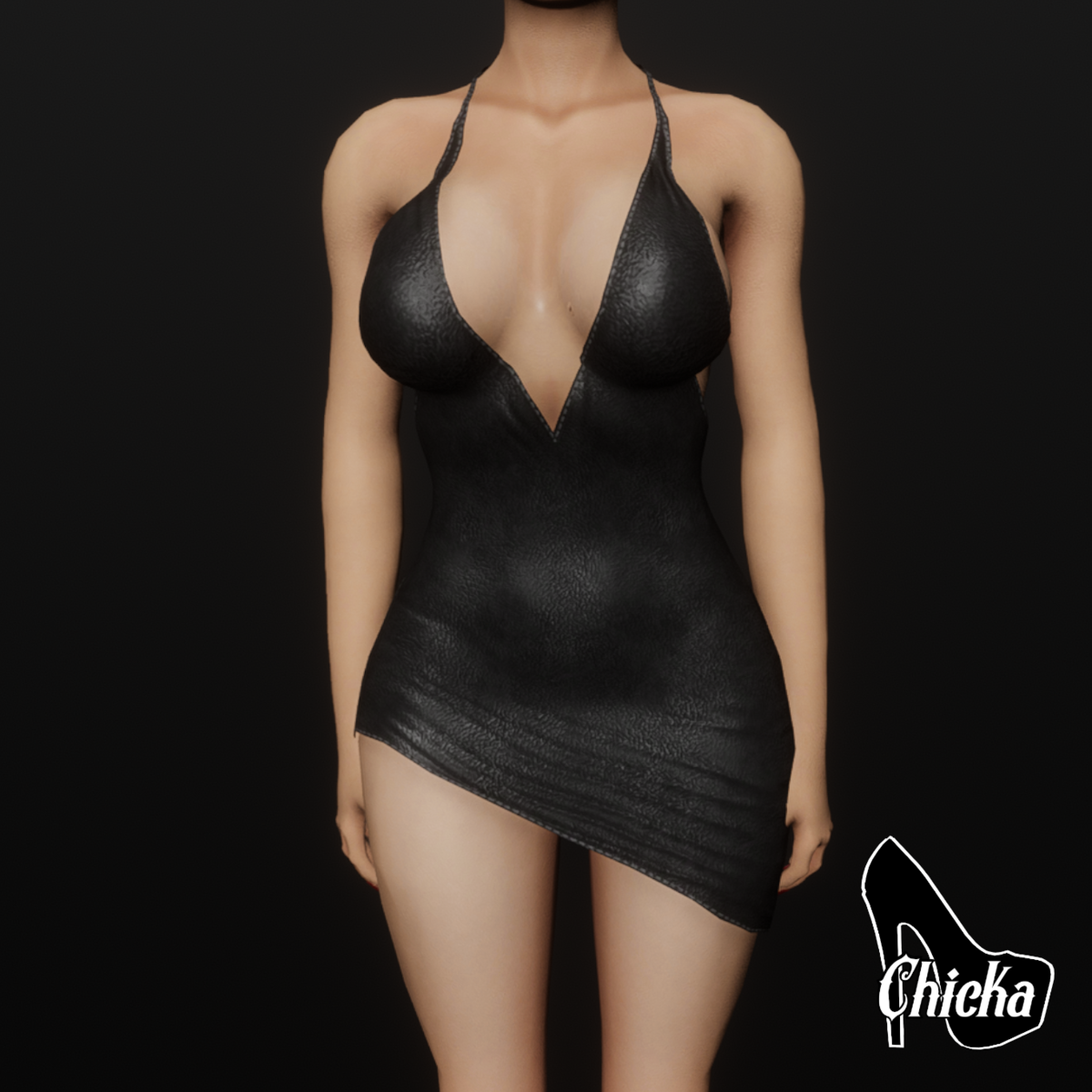 Club dress-black leather (chicka avatars)