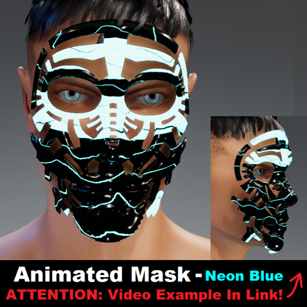 Animated Mask: Neon Blue - Male Avatars