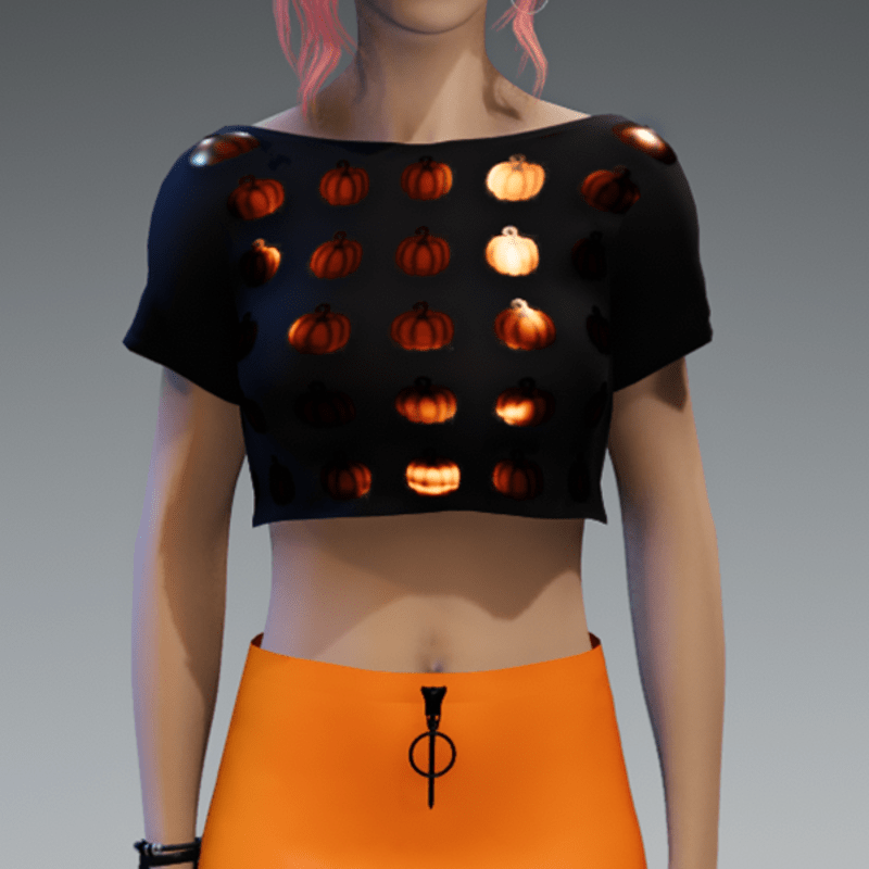 Crop Top with lil' metalic orange Pumpkins