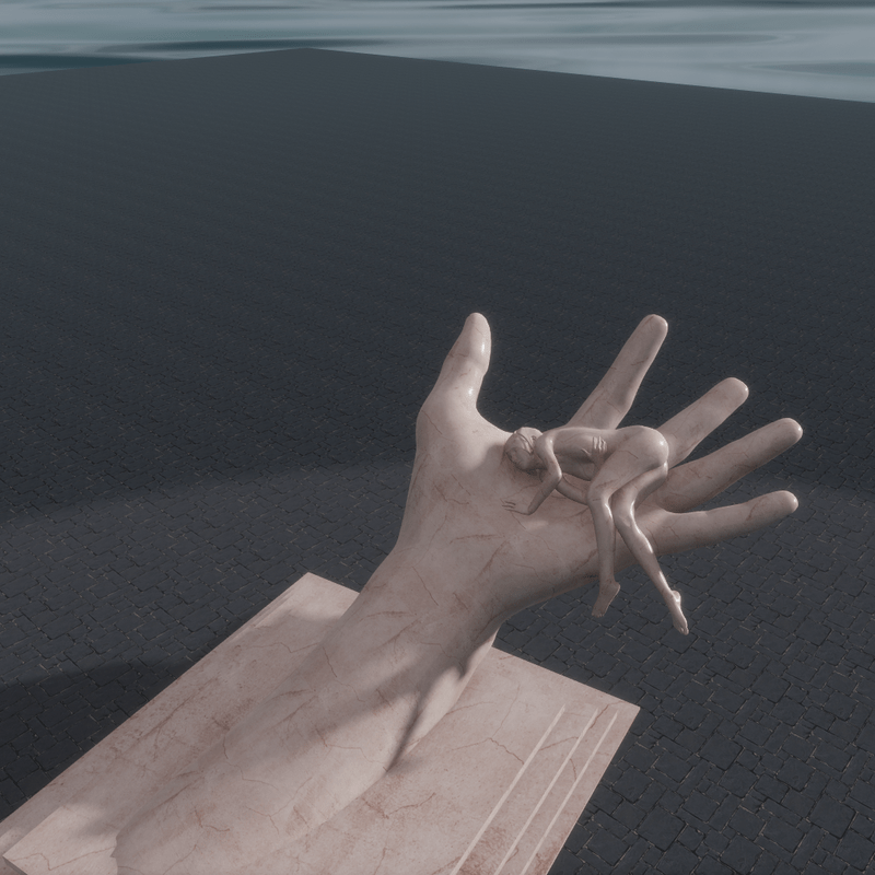 STATUES, WOMAN ON A HAND