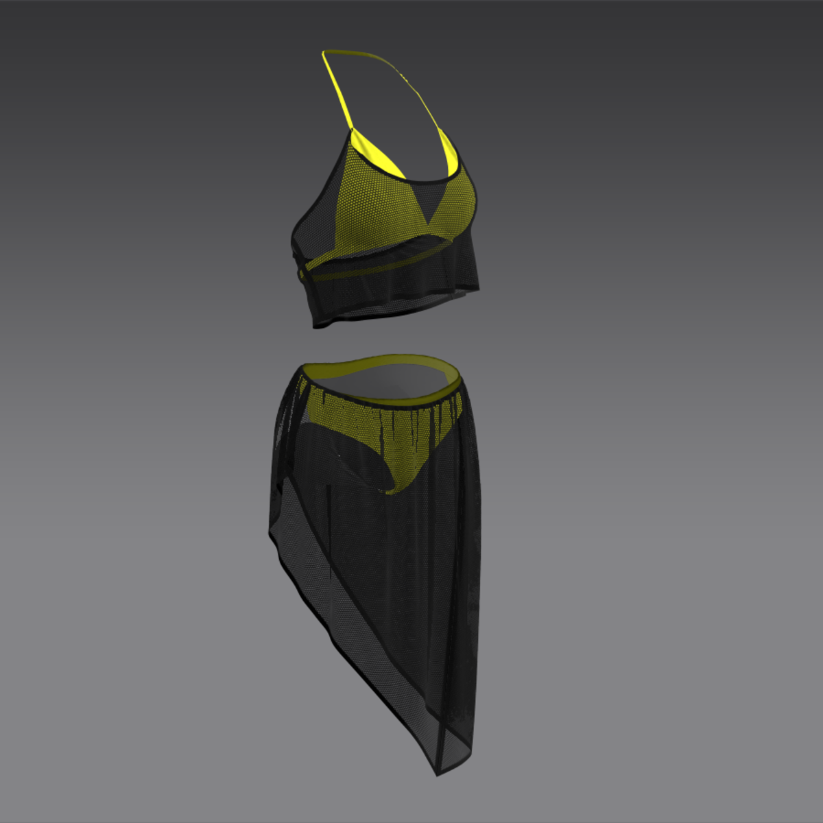 Undies Fishnet yellow black