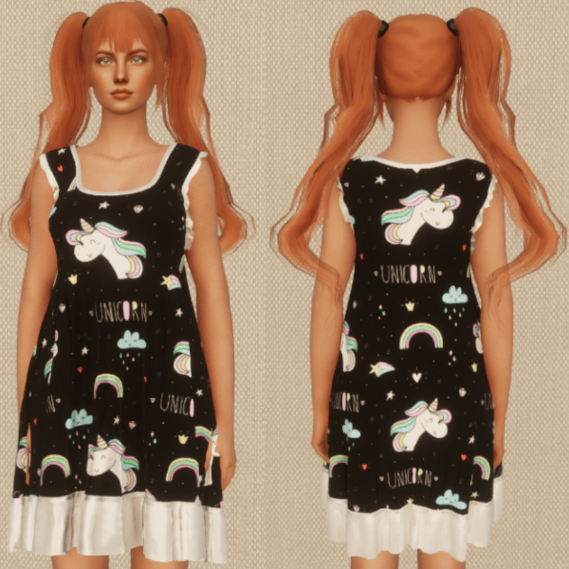 Unicorn Nightgown - Black