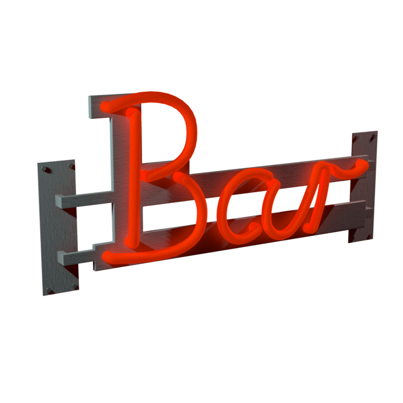 Mounted Neon lettering Bar