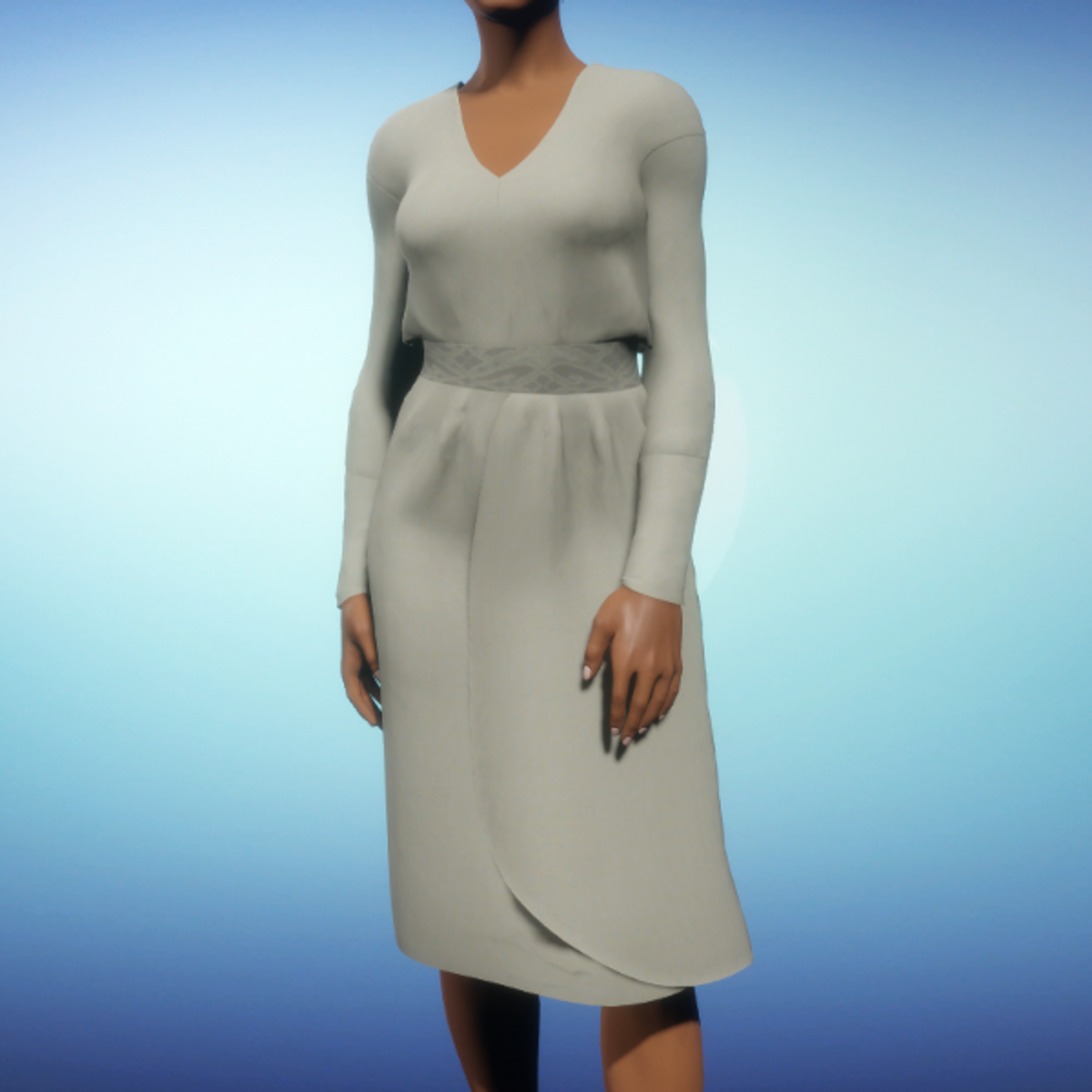 Wrap Knee-length Dress - Cream