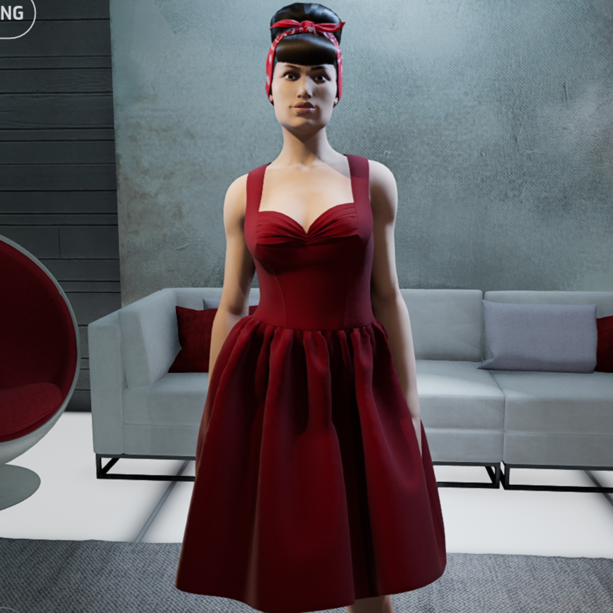 50s Shell Bust Swing Dress 19