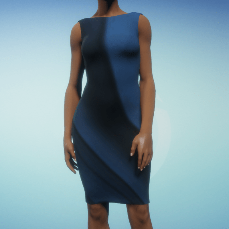 Boatneck Exec Dress - Blue Swoop