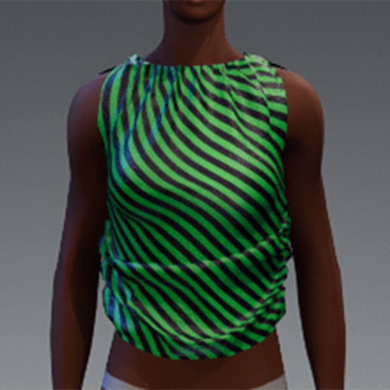 Green and black striped ruched top