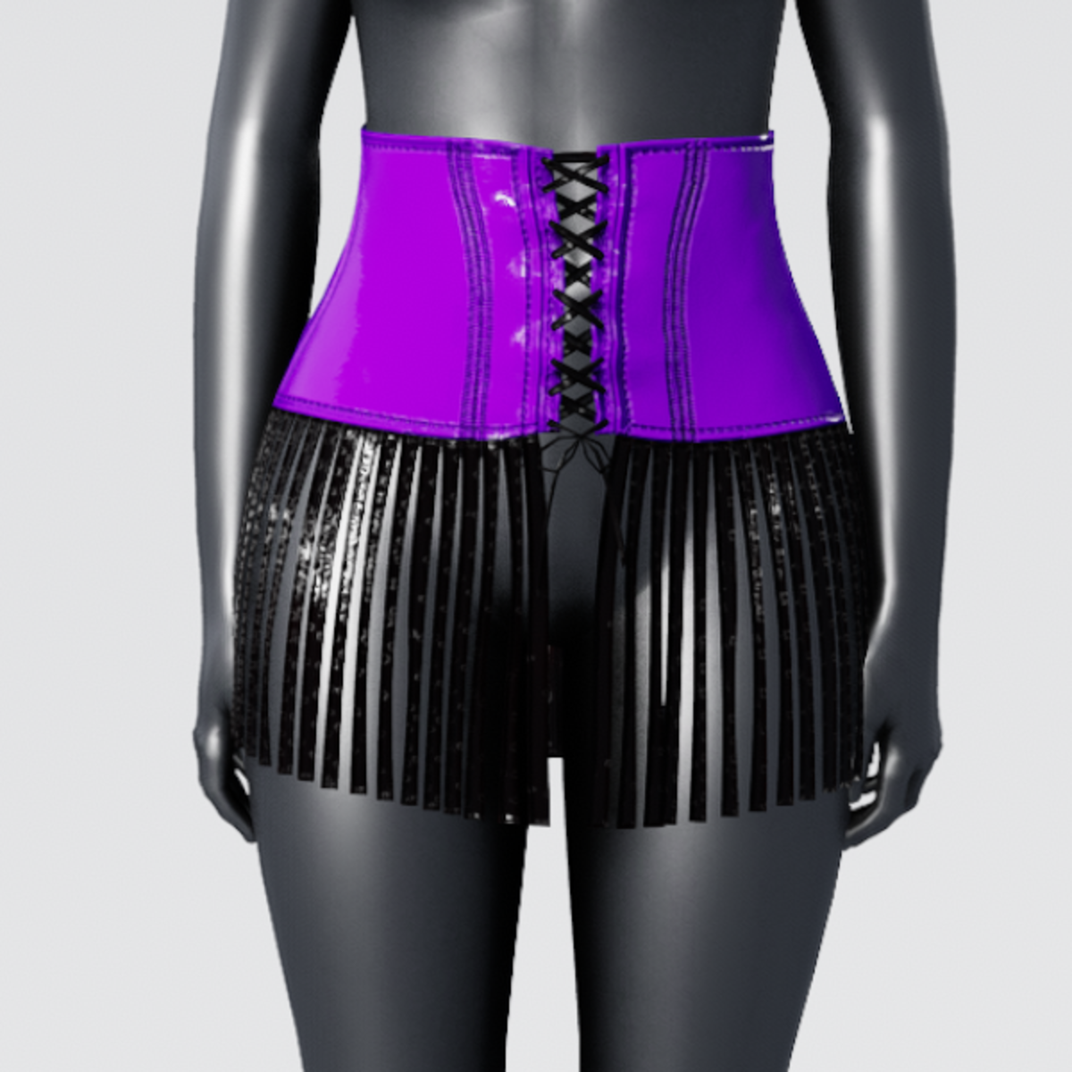 Plastic High Waist Fringe Skirt - Purple