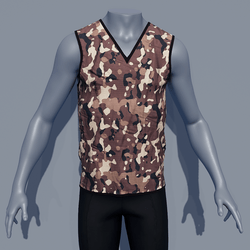 Men V Neck Camo Teeshirt - Brown