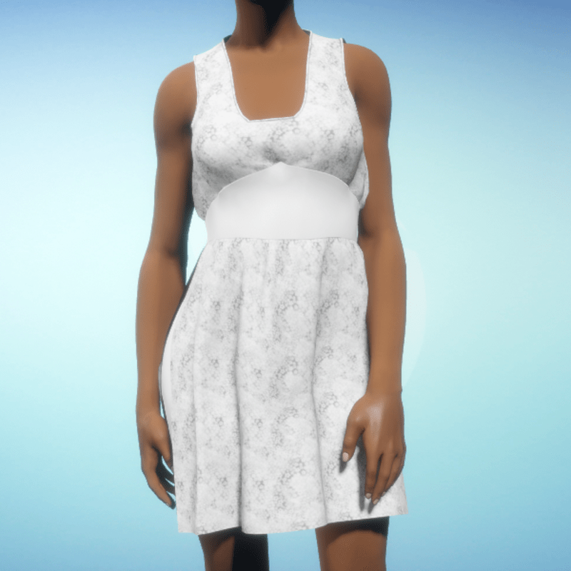 Flowery Apron Sundress - White