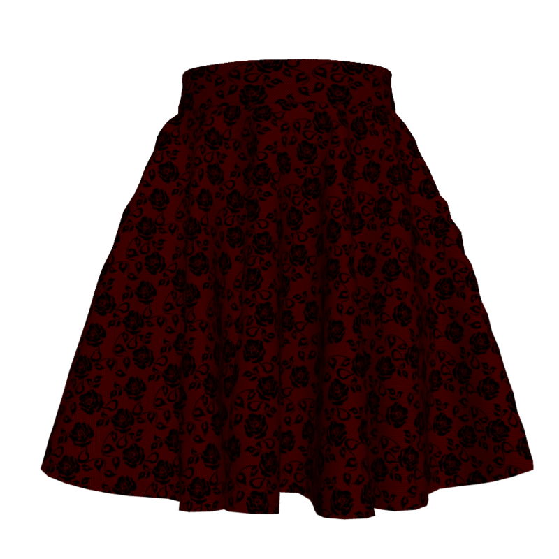 Red Lace Roses Skater Skirt