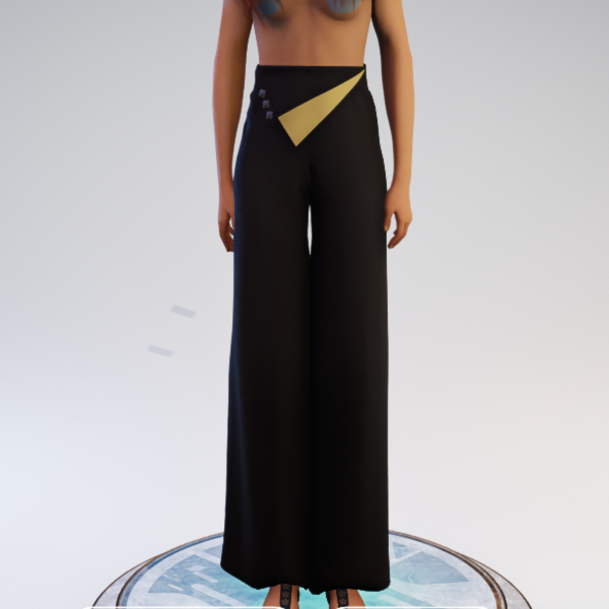 Palazzo Pants - Black and Gold Polyester
