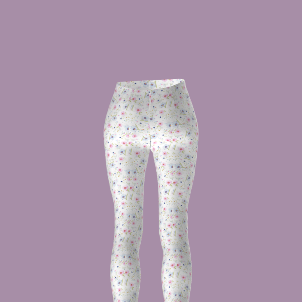 Ladies PVC look White Flower pattern Leggings