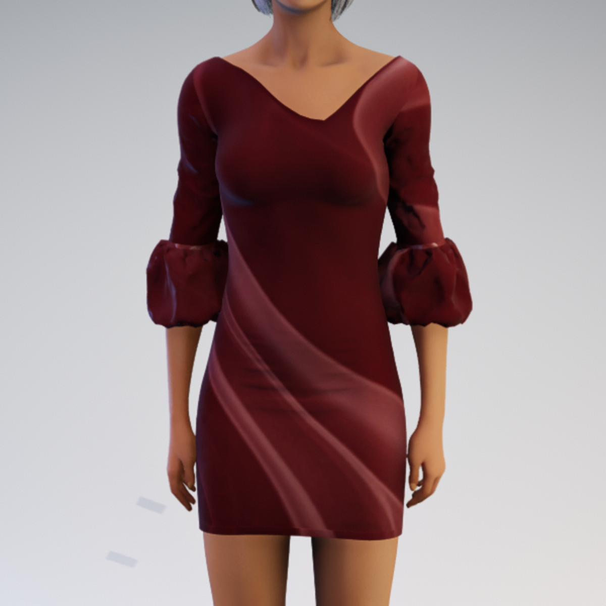 Bell-sleeve Dress - Red Mod