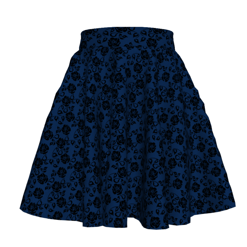 Blue Lace Roses Skater Skirt