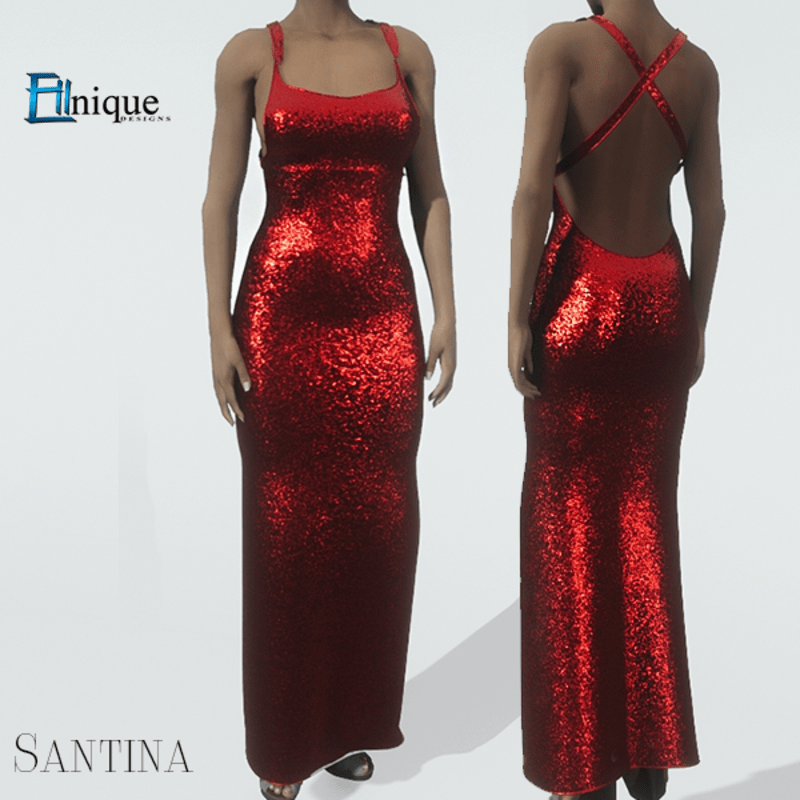 Santina Ruby Red Glitter Gown