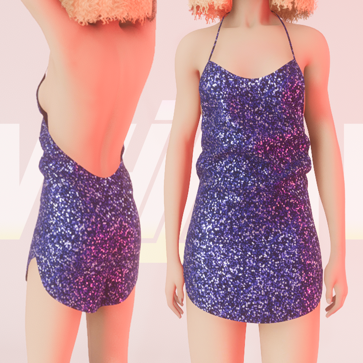 Blue Party Glitter Dress