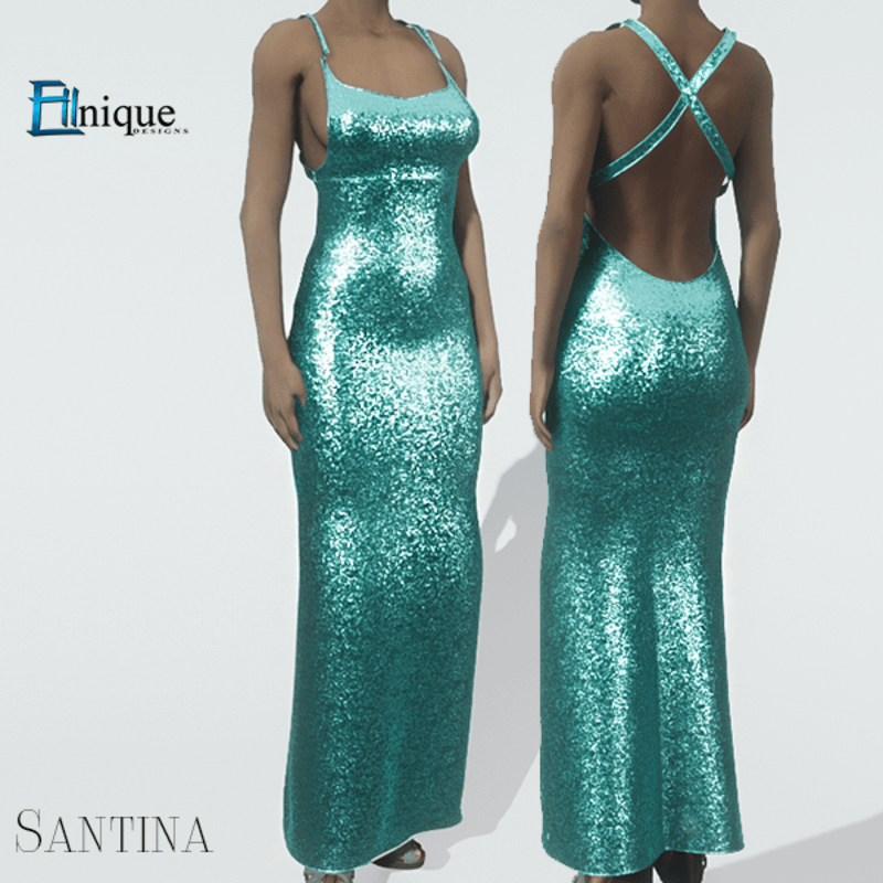 Santina Turquoise Glitter Gown