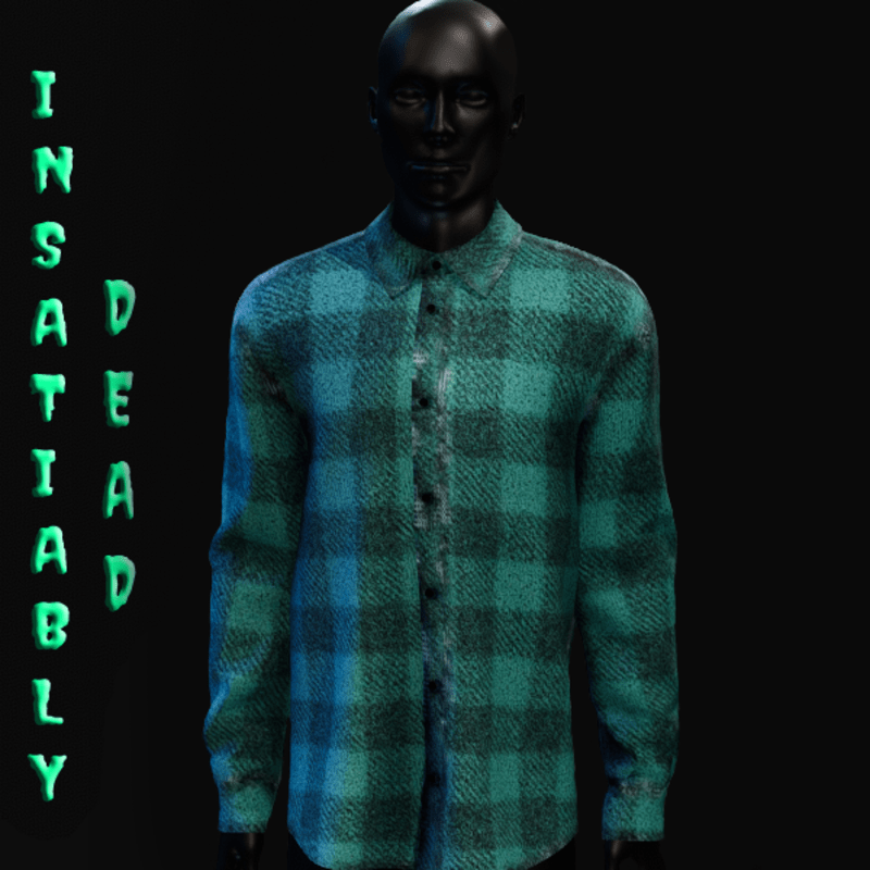 Grunge Plaid Long Buttoned Shirt Aqua