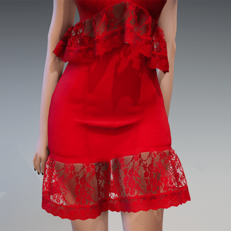 Lace Summer Skirt in Red