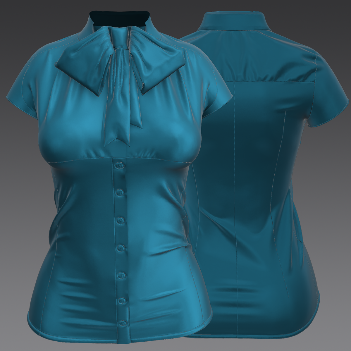 Silk Pussybow Blouse with short sleeves