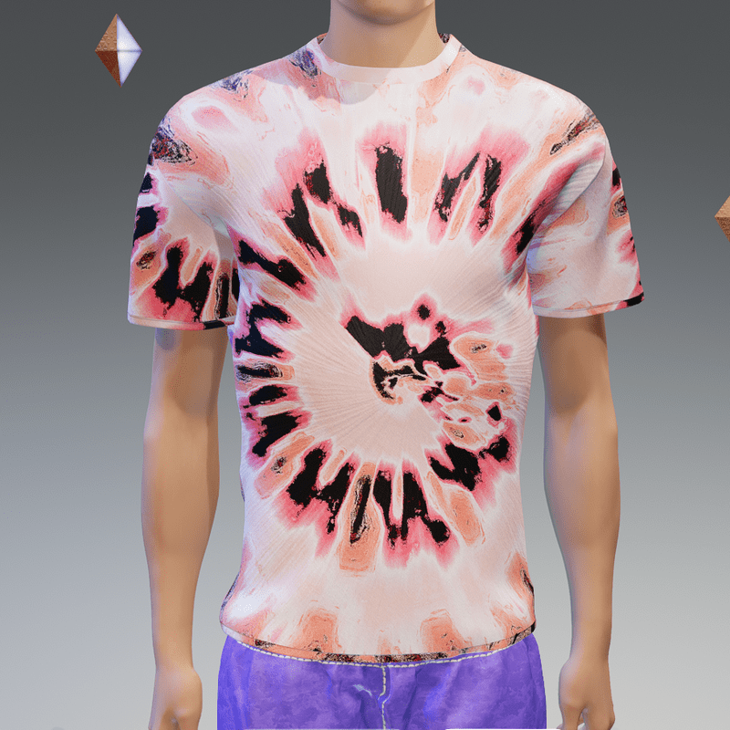 Peach-Pink Summer Hip Tie-Dye T-Shirt - Male