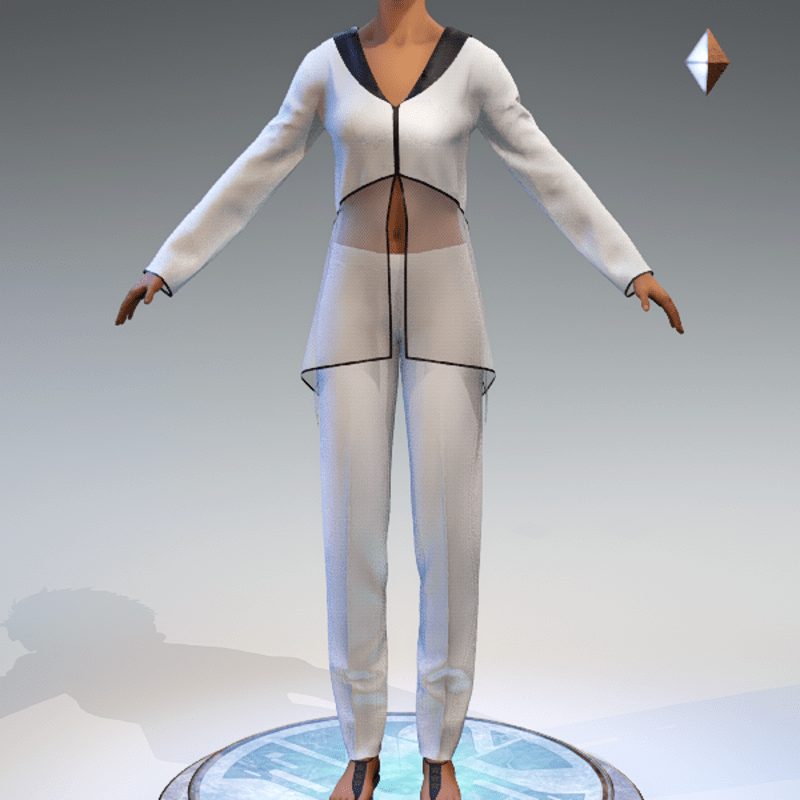 Sheer Tunic Suit - White Wool