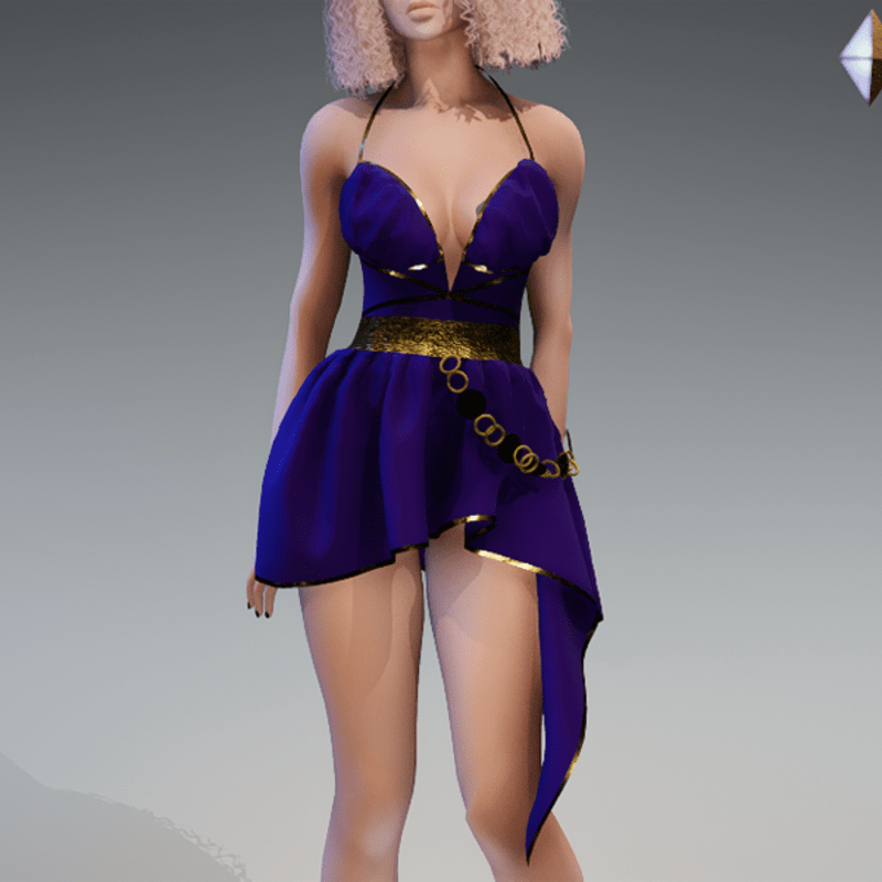 Rome Dress in Purple and Gold