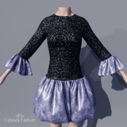 L.F. BUBBLE DRESS BLACK/PURPLE