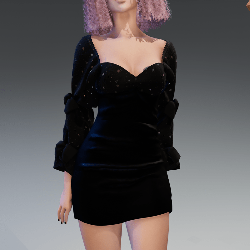 K-Dress with Bows Black with Sequins