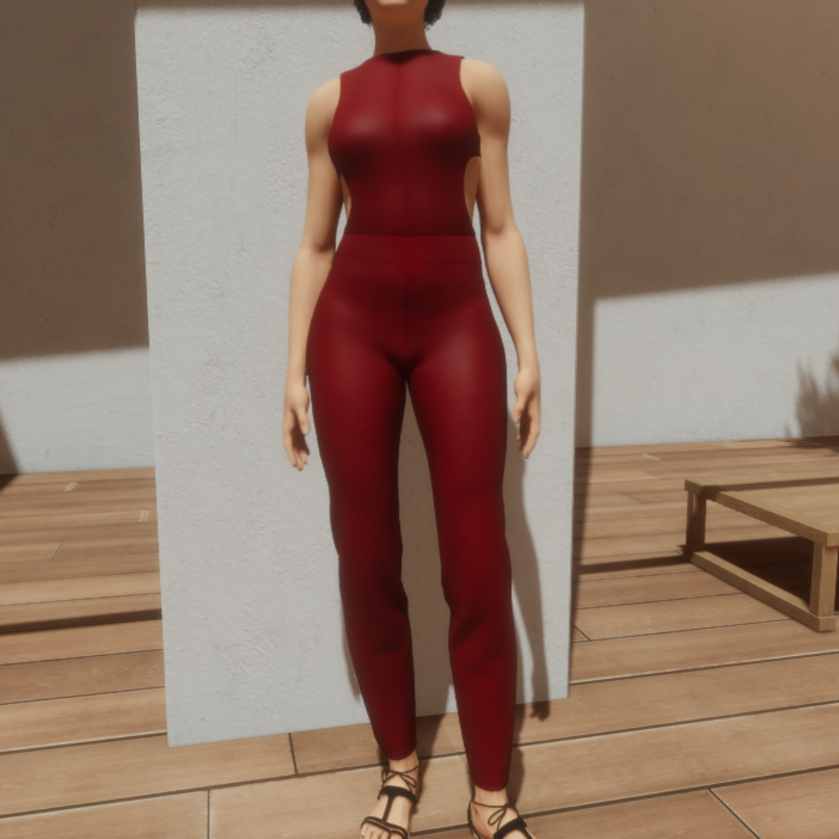 TKA-Jumpsuit red leather