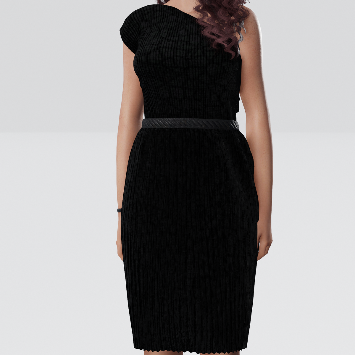 Printed Accordion Dress - Black