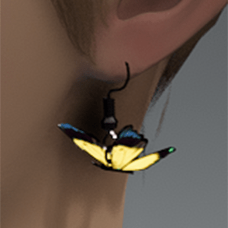 Emissive yellow butterfly earrings